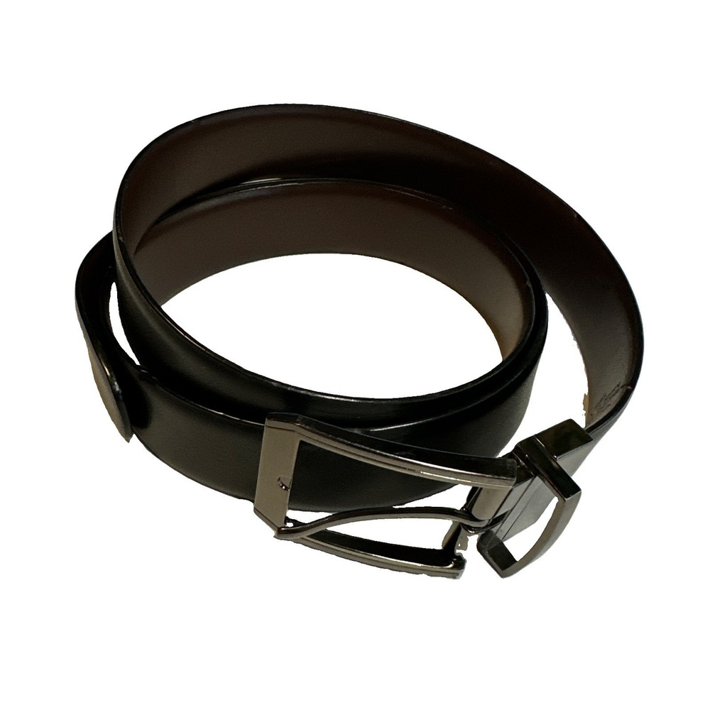 Perry Ellis Reversible Dress Belt Black Brown Mens Sz 36/90 Faux Leather 1 1/4"